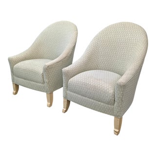Modern Transitional Spoon Back Club Chairs - a Pair For Sale