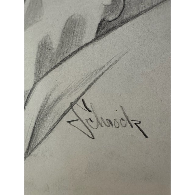 1940s 1940s Original Signed Graphite Illustration of Praying Young Girl, 11.5 × 8.75 In. For Sale - Image 5 of 6