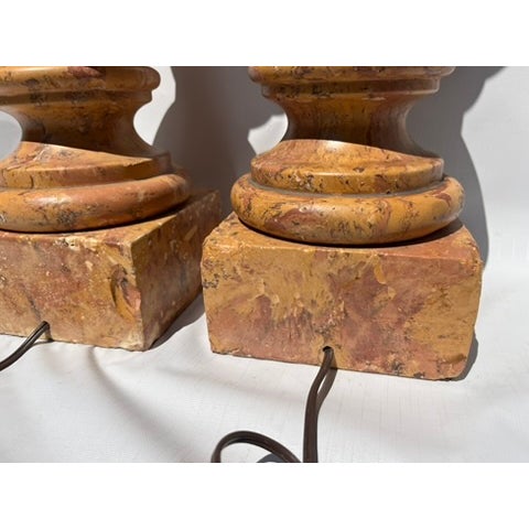 Brown Large Marble Baluster Form Table Lamps a Pair For Sale - Image 8 of 10