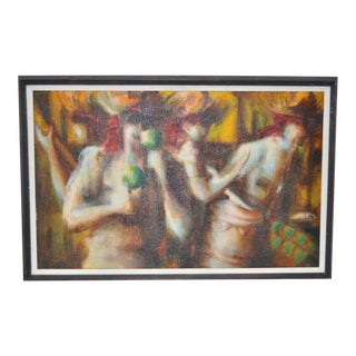 "Caribbean Mood" Vintage Oil Painting by Reuben C.1970 For Sale