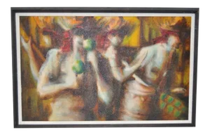 "Caribbean Mood" Vintage Oil Painting by Reuben C.1970