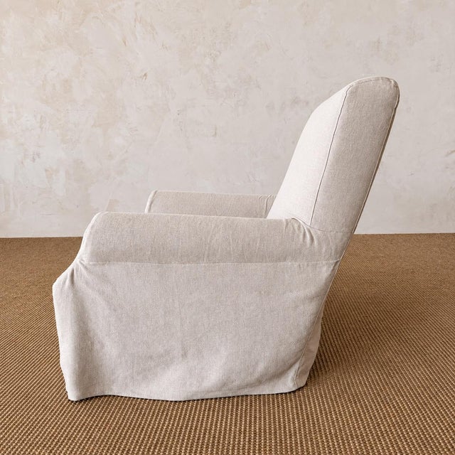 Regent Chair Slip Covered in Belgian Linen- Greige For Sale In Los Angeles - Image 6 of 11