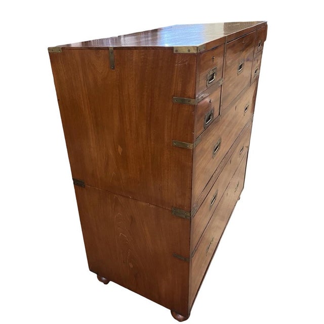 19th Century English Mahogany Campaign Secretary Chest For Sale - Image 4 of 15