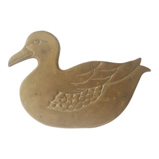 Vintage Brass Duck Trivet With Patina For Sale