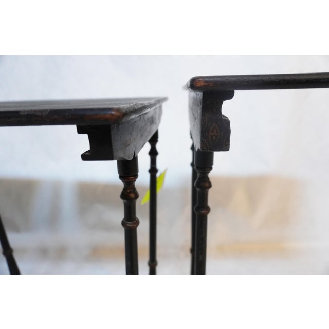 20th Century Antique Victorian Black Lacquer Nest of 3 Tables For Sale - Image 15 of 18