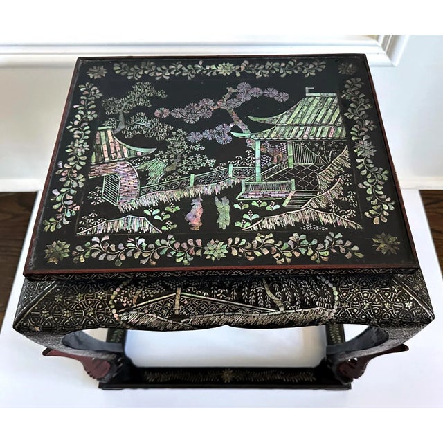 Japanese Antique Japanese Lacquer and Inlay Table from Ryukyu Islands For Sale - Image 3 of 12