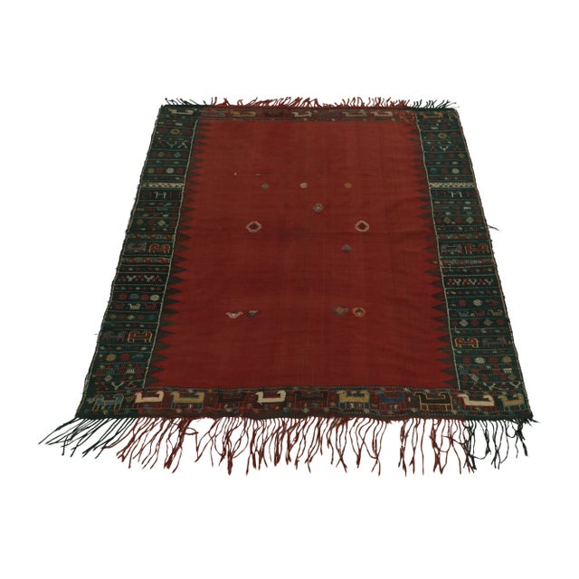 From our celebrated flatweave collection, a 5x7 antique Soumak kilim rug originating from Russia circa 1910-1920. The...