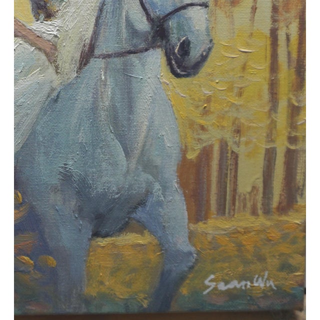 Original Oil Painting, a Girl Galloping on Horseback For Sale - Image 4 of 5