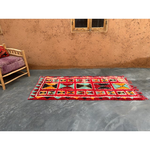 Red 1980s Moroccan Vintage Colorful Rug - 3'1" X 7'1" Ft For Sale - Image 8 of 8