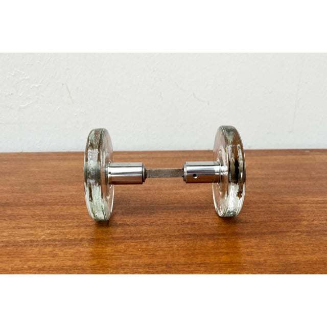 Metal Mid-Century Modern Space Age Glass and Metal Door Handle, Germany, 1960s For Sale - Image 7 of 18