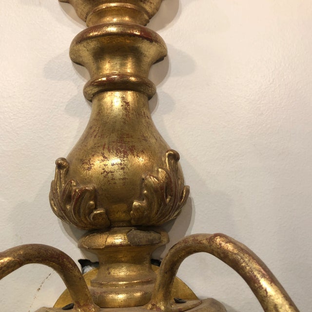 1990s Traditional Italian Carved Wooden Double Light Sconces - a Pair For Sale In Dallas - Image 6 of 13