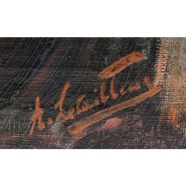 Early 20th century oil on canvas portrait painting of dark haired woman by Alfons Letailleur (1876 - 1954) Germany. Signed...