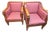 Pair of Vintage Biedermeier Style Upholstered Club Chairs With Pink Diamond Upholstery For Sale