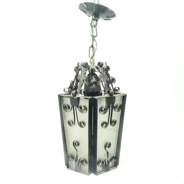 Metal Brutalist Pendant Lamp, Poland, 1970s For Sale - Image 7 of 8