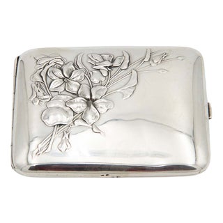 Silver Cigarette Case with Art Nouveau Reliefs For Sale