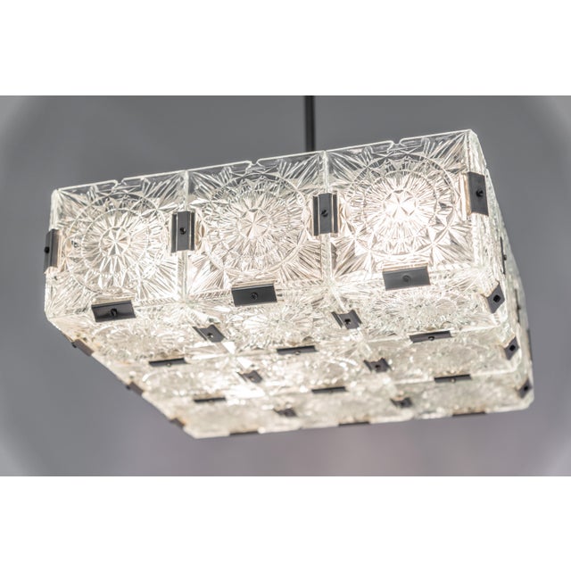 Large Mid-Century Glass Chandelier from Veb Lighting, Germany, 1970s For Sale - Image 12 of 16