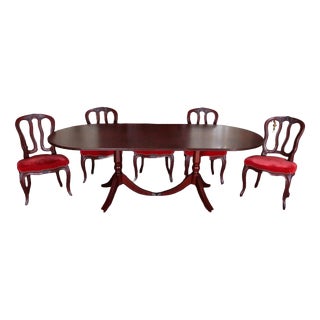 Extendable Table and Chairs in Mahogany, Set of 9 For Sale