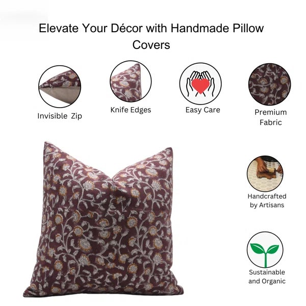 Fabdivine Handmade Floral Cushion Cover 22x22 Inch - Himachal For Sale - Image 4 of 5