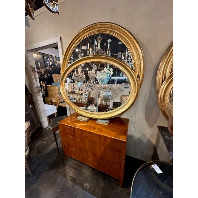 Gold Large Scale Gold Leaf Oval Louis Philippe Mirrors For Sale - Image 8 of 8