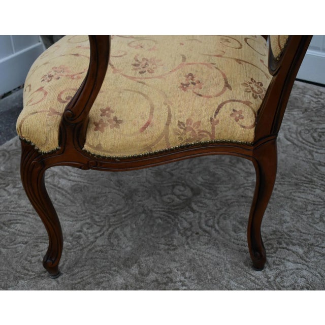 Vintage Carved French Style Bergere Type Chair For Sale - Image 9 of 12