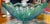 Mid-Century Modern Large Murano Green and Blue Scalloped Draped Glass Centerpiece Bowl For Sale - Image 3 of 10
