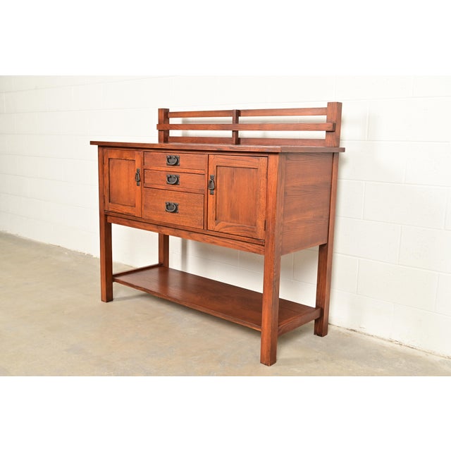 Mission Stickley Style Mission Oak Arts & Crafts Sideboard or Bar Cabinet For Sale - Image 3 of 15
