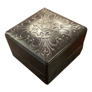 Mid 20th Century Italian Leather Square Box For Sale
