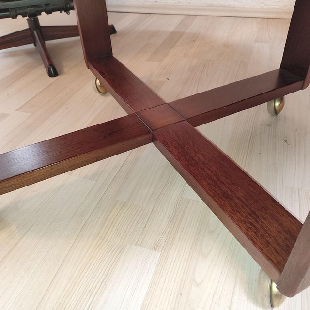 Marquetry Top Round Coffee Table with Castors from Möbelfabriks Ab Carlsson & Co., Sweden, 1970s For Sale - Image 16 of 18