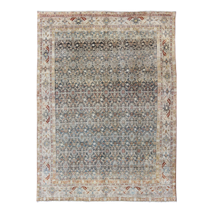 Persian Antique Malayer Rug With Exquisite Design in Blue, Gray, Teal & Ivory 8'7 X 11'0