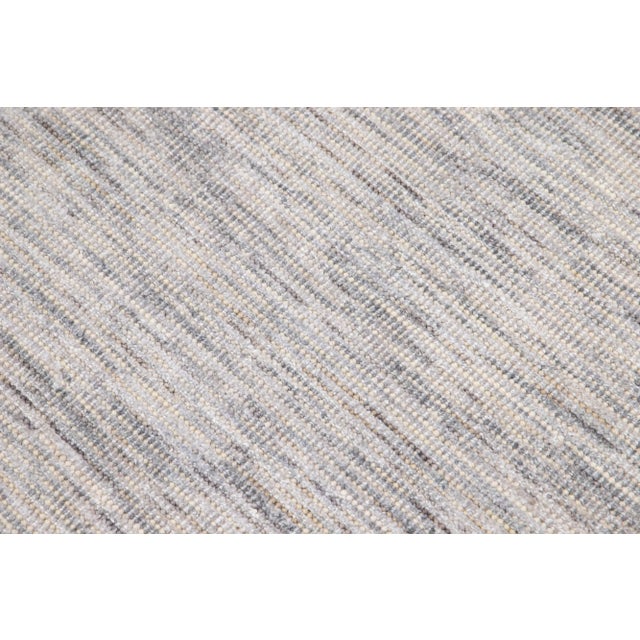 Modern Apadana's Groove Bamboo/Silk Handmade Beige and Gray Rug For Sale - Image 10 of 11