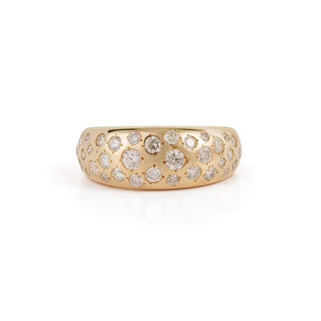 VR Jewels Contemporary Natural Diamond Wide Band Bombe Ring in 14k Solid Gold Size 4 For Sale - Image 4 of 17