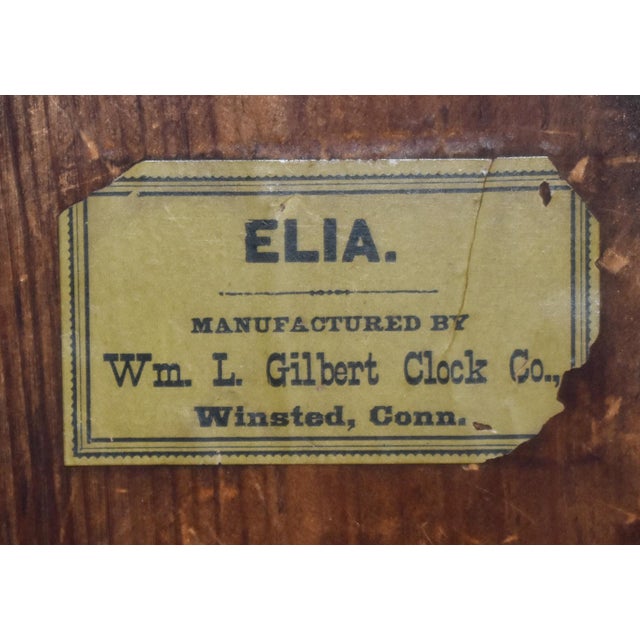 Antique Gilbert Ersa Walnut Parlor Mantel Clock Spider Web Glass With Key For Sale - Image 9 of 18