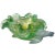 Beautiful vintage Murano hand blown green, controlled bubbles and gold flecks Italian art glass star / flower shaped bowl....