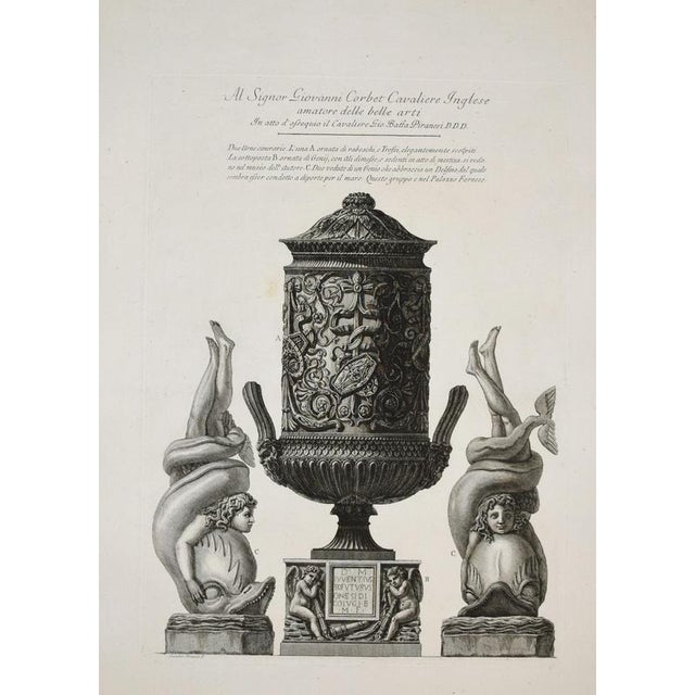 Giovanni Battista Piranesi, Two Cinerary Urns, Late 18th Century, Etching For Sale - Image 3 of 4