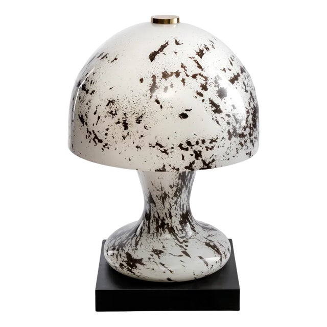 Mid-Century German White Hand-Blown Heavy Glass Table Lamp from Süssmuth, 1960s For Sale