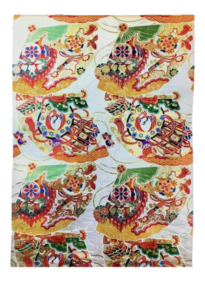 Vintage Pure Silk Jacquard Woven Fabric for Japanese Kimono