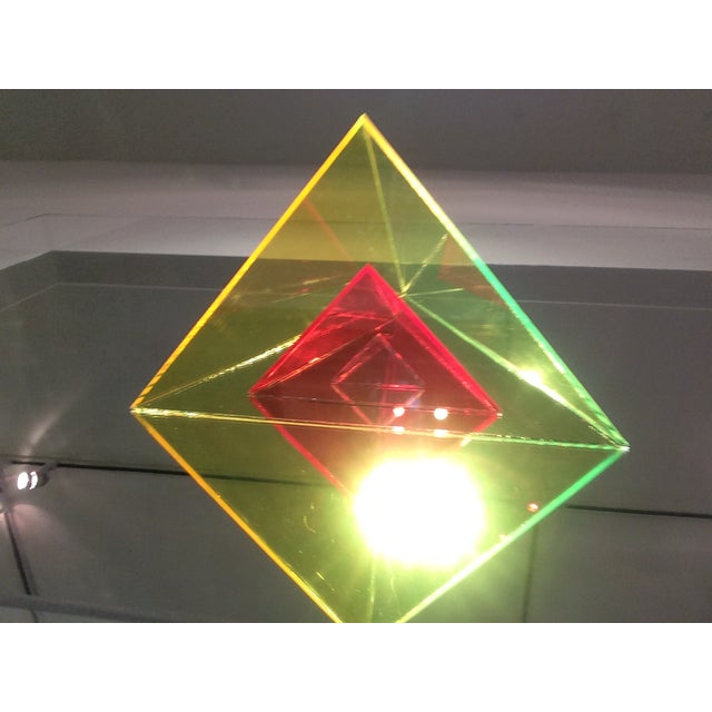 Plastic "Pyramid 2" Contemporary Fluorescent Wall Sculpture by Seda Saar For Sale - Image 7 of 8