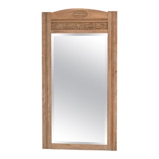 1900s Belgian Oak Mirror With Carved Details For Sale