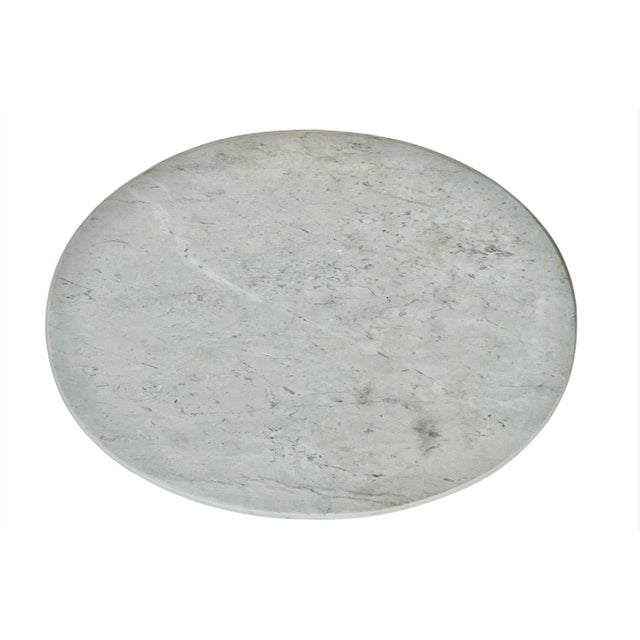 1970s Italian Brass Accent Table With Marble Top For Sale - Image 4 of 5