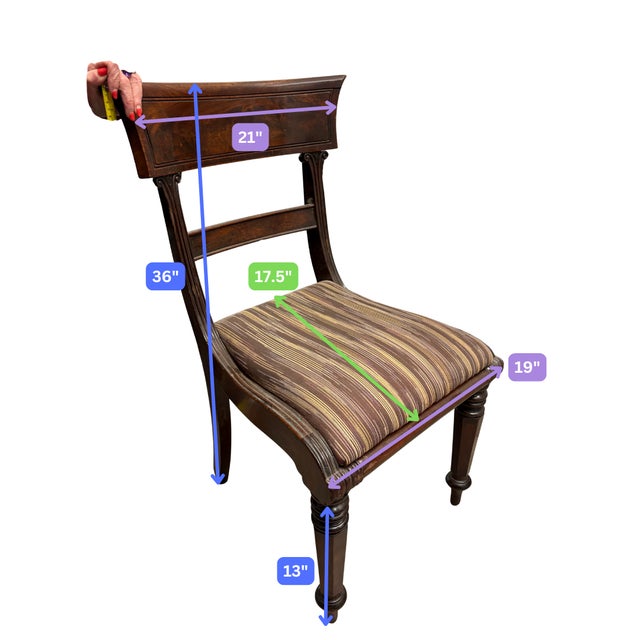 Set of 5 Empire-Style Dining Chairs - Refinished - Good Condition For Sale - Image 11 of 12