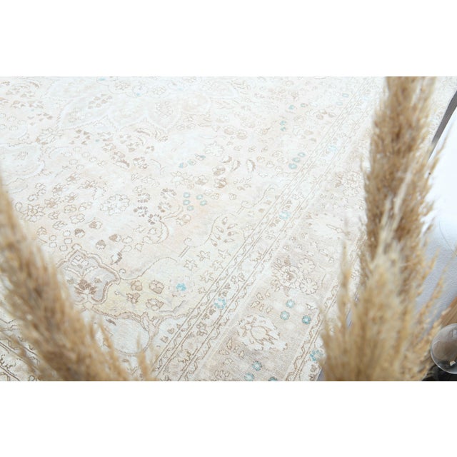 Brown 1970s Vintage Persian Handmade Wool Cotton Light Brown Area Rug For Sale - Image 8 of 11