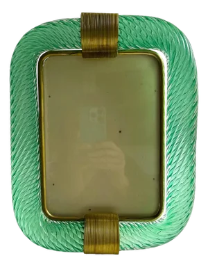 Green Torchon Picture Frame in Murano Glass and Brass by Simoeng