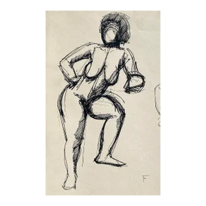 1970s Frank Wallace Female Nude Drawing