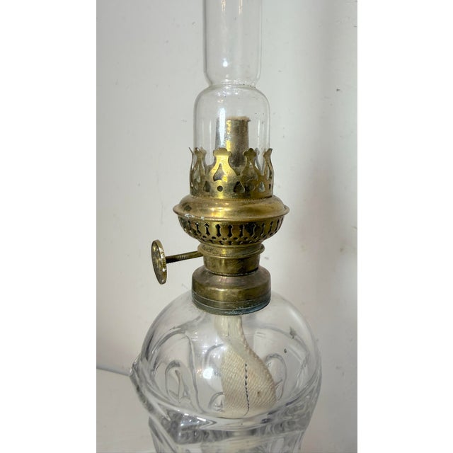 Rare Antique 19th Century Glass Brass Marble Boudoir Whale Oil Table Lamp For Sale - Image 9 of 11