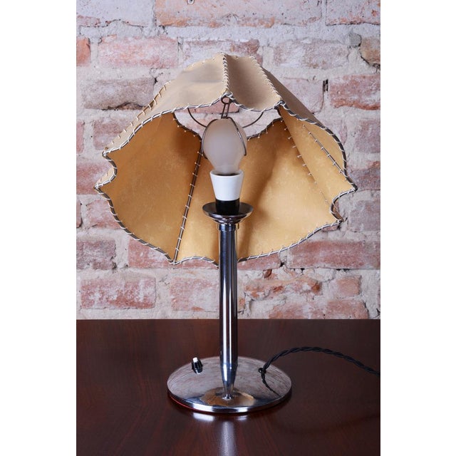 1930s Bauhaus Table Lamp in Chrome-Plated Steel and Parchment, Czech, 1930s For Sale - Image 5 of 13