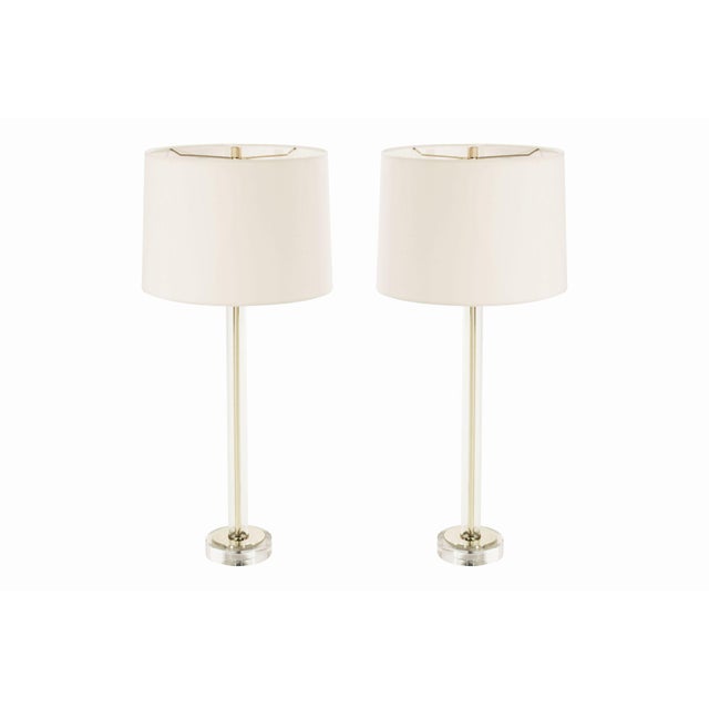 Glass and Brass Table Lamps, C. 1960s For Sale - Image 12 of 12