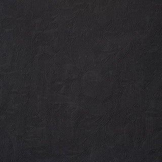 Sample - Schumacher Quilted Scroll Matelasse Fabric in Pitch Black For Sale