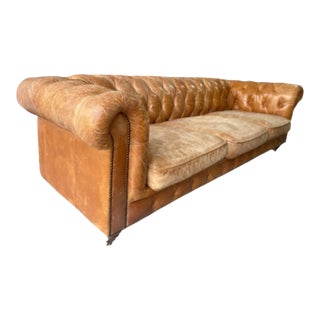 Elevate Your Living Space With This Stunning, Handcrafted Chesterfield Sofa in Genuine Tan Leather. For Sale