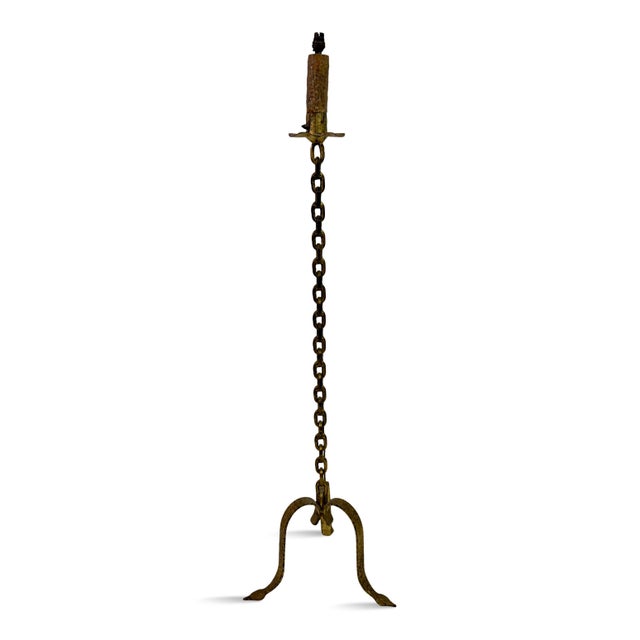 Gilt Metal Chain Link Floor Lamp in the style of Franz West, 1970s For Sale - Image 12 of 13