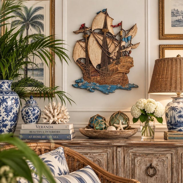 Syroco Vintage Syroco Sailing Ship Wall Sculpture – Made in Usa For Sale - Image 4 of 10